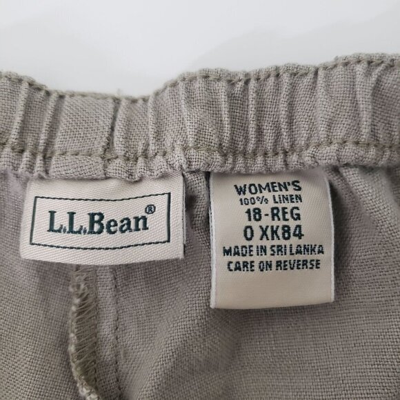 LL Bean Linen Pants Womens Size 18 Beige Coastal Neutral Outdoor Pockets - Picture 4 of 10
